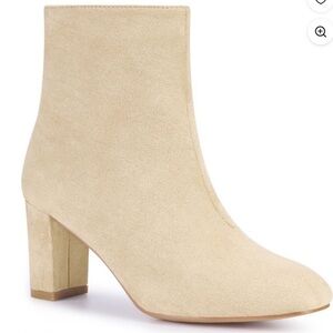 Perphy Faux Suede Side Zip Boots Seamed Detail Beautiful Creamy Tan NIB Sz 7